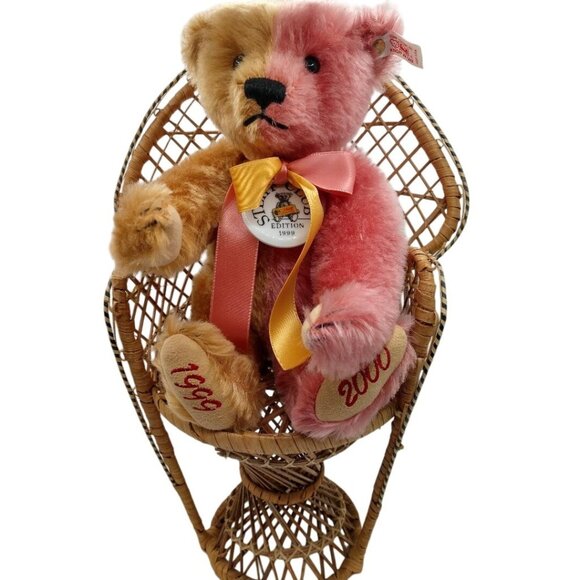 Steiff Teddy Bear Club Edition 1999/2000 Pink & Tan Jointed Plush - Picture 1 of 10